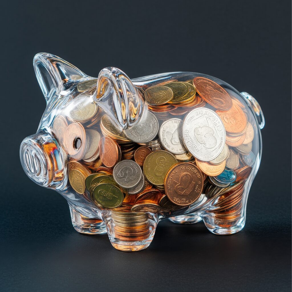 Tirelire cochon remplie de pièces illustrant la valeur d’une entreprise à vendre à Vertou et la recherche du bon prix d’achat